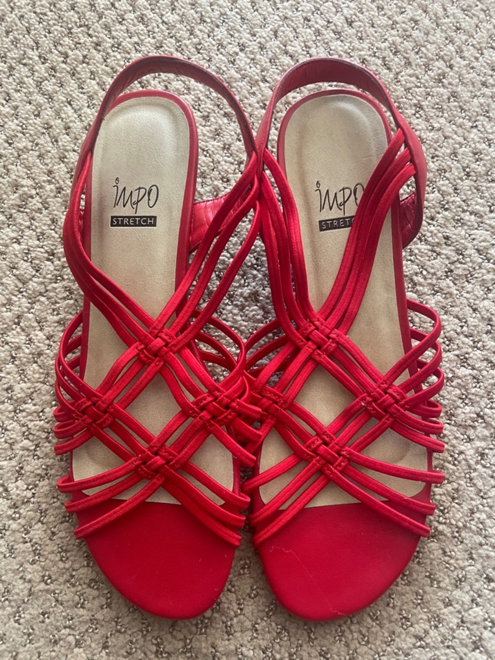 Impo Red Strappy Woven Slingback Sandals